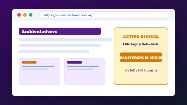 Vista del activo digital estratégico ambientadores.com.ar y transferencia formal